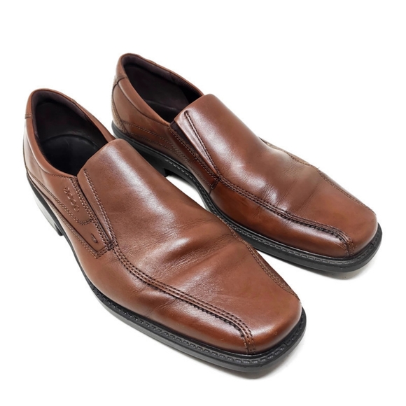 Ecco Brown Leather Square Toe Comfort Loafers 13